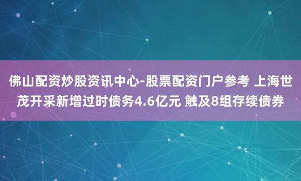佛山配资炒股资讯中心-股票配资门户参考 上海世茂开采新增过时债务4.6亿元 触及8组存续债券
